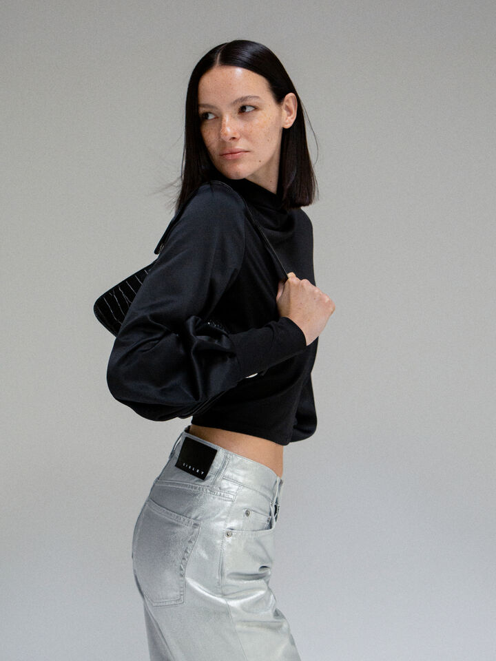 T-shirt with balloon sleeves - women's long sleeve t-shirts - Black | Sisley image number 7